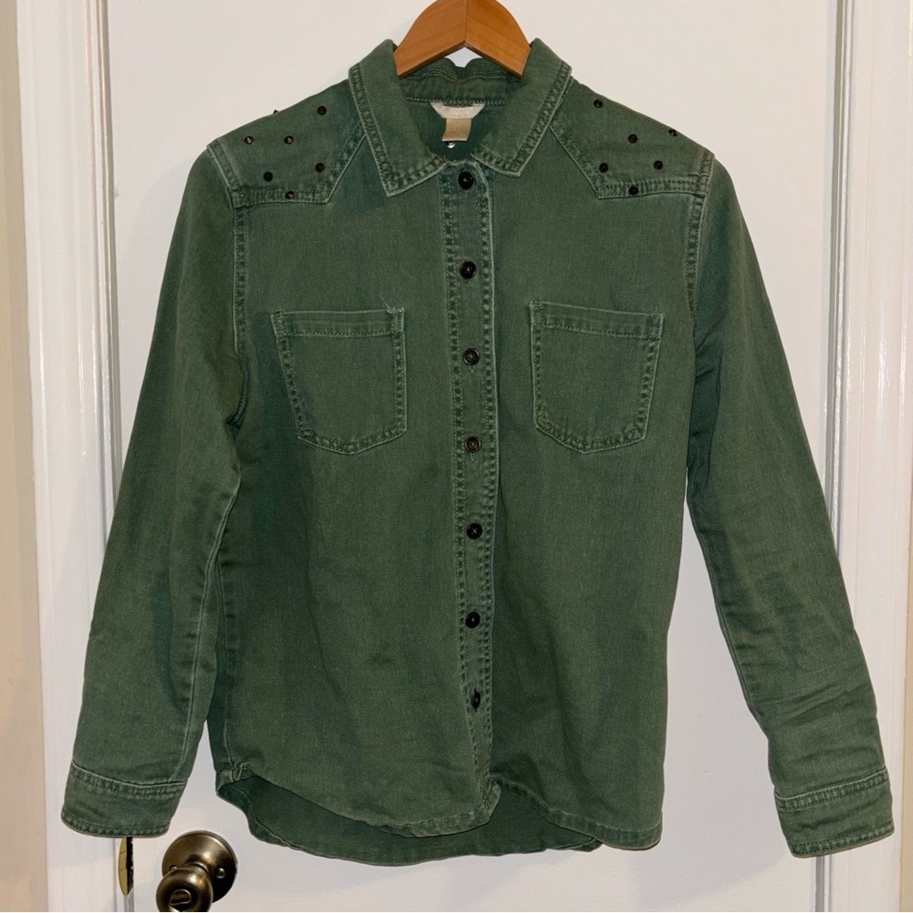 Forever 21 Olive Green Studded Shirt